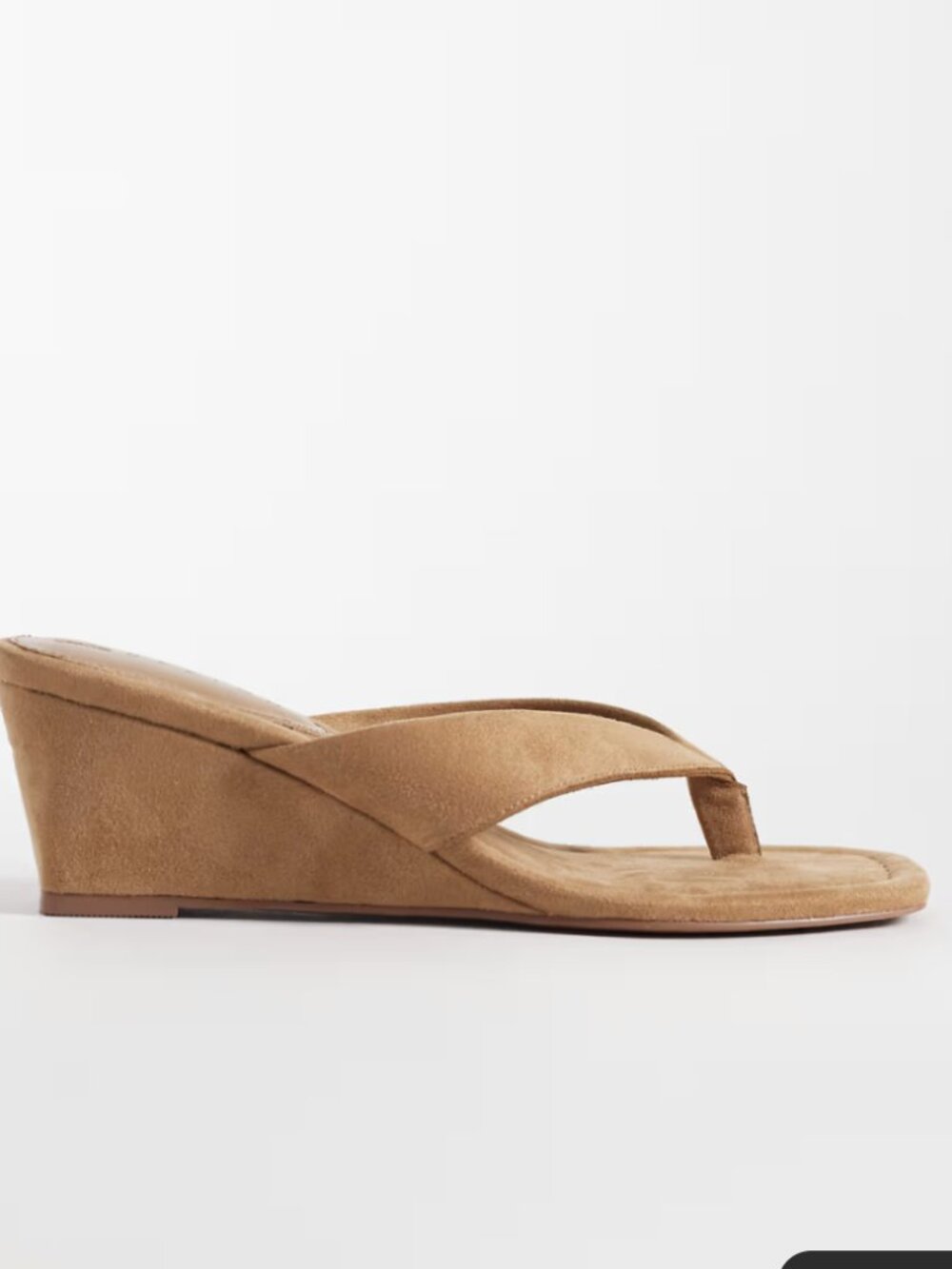 ASOS Harlow flip flop wedge sandals tan suede SZ 8
